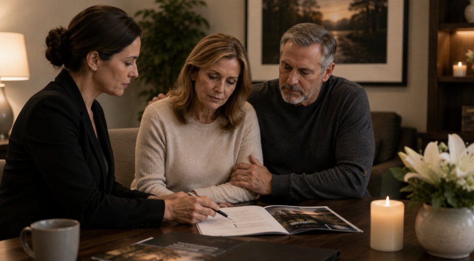 Family meeting with a funeral professional about cremation services in Mesa, AZ